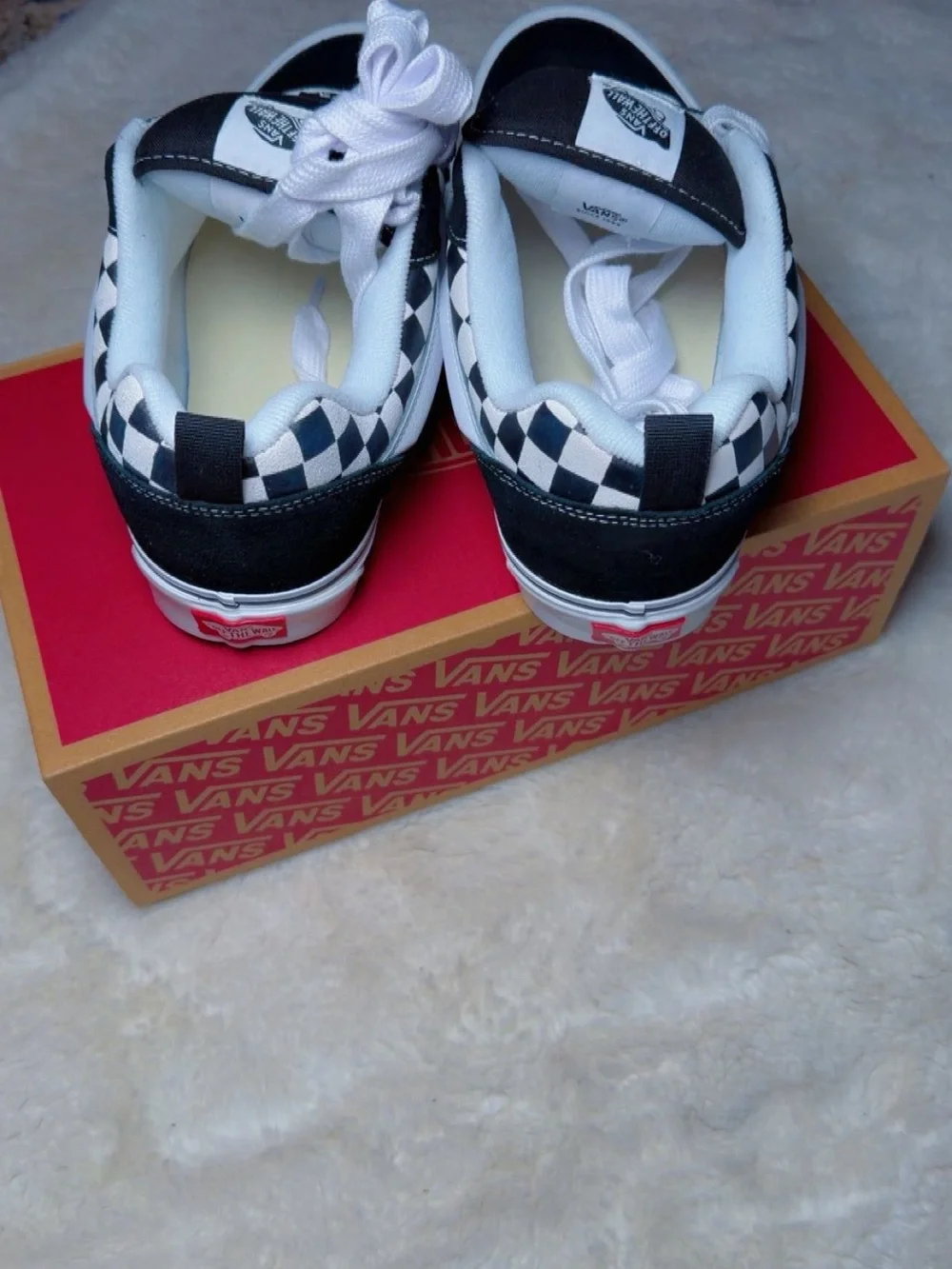 Vans Black & White Checkerboard Knu Skool Low-Top Sneakers